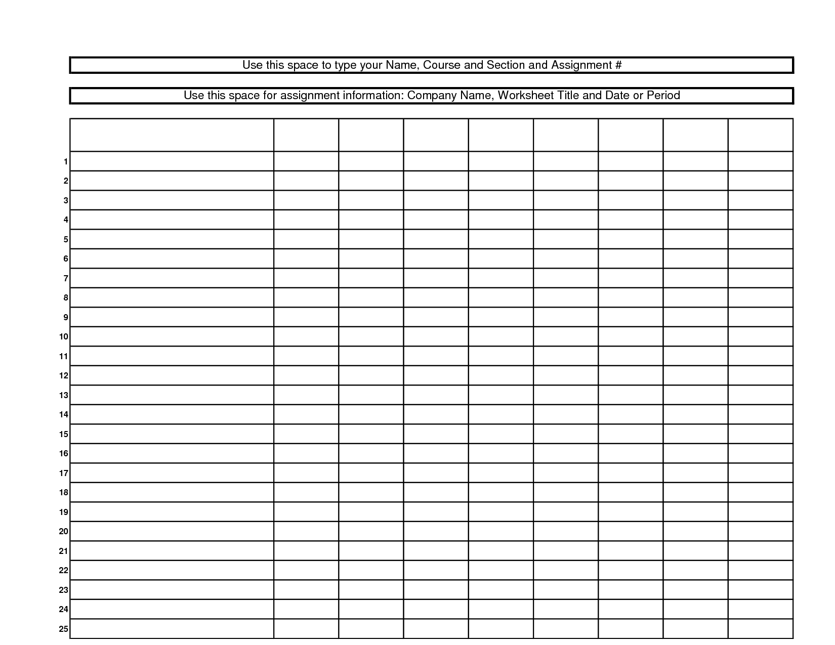 Free Printable Blank Charts | Free Printable Blank Chart Worksheets - Free Printable Ledger Sheets