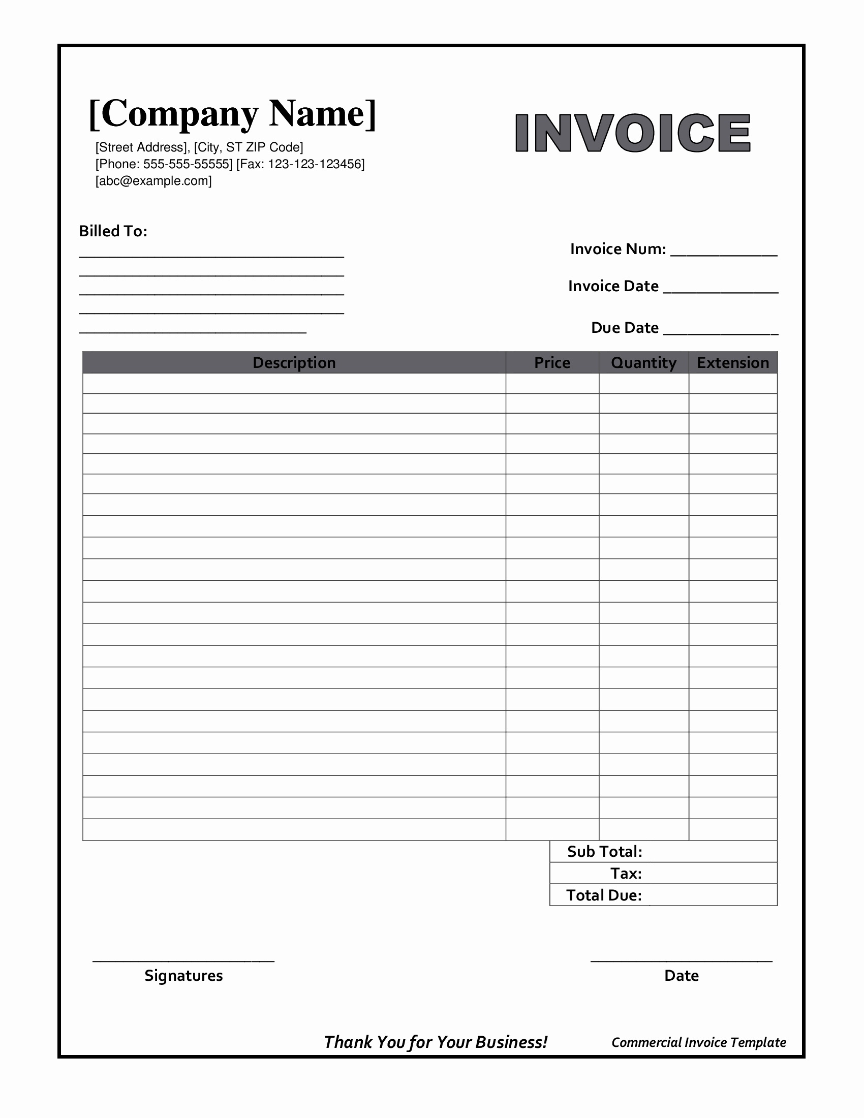 Free Printable Blank Invoice Sheet Templates Word Template Sample - Free Printable Blank Invoice Sheet