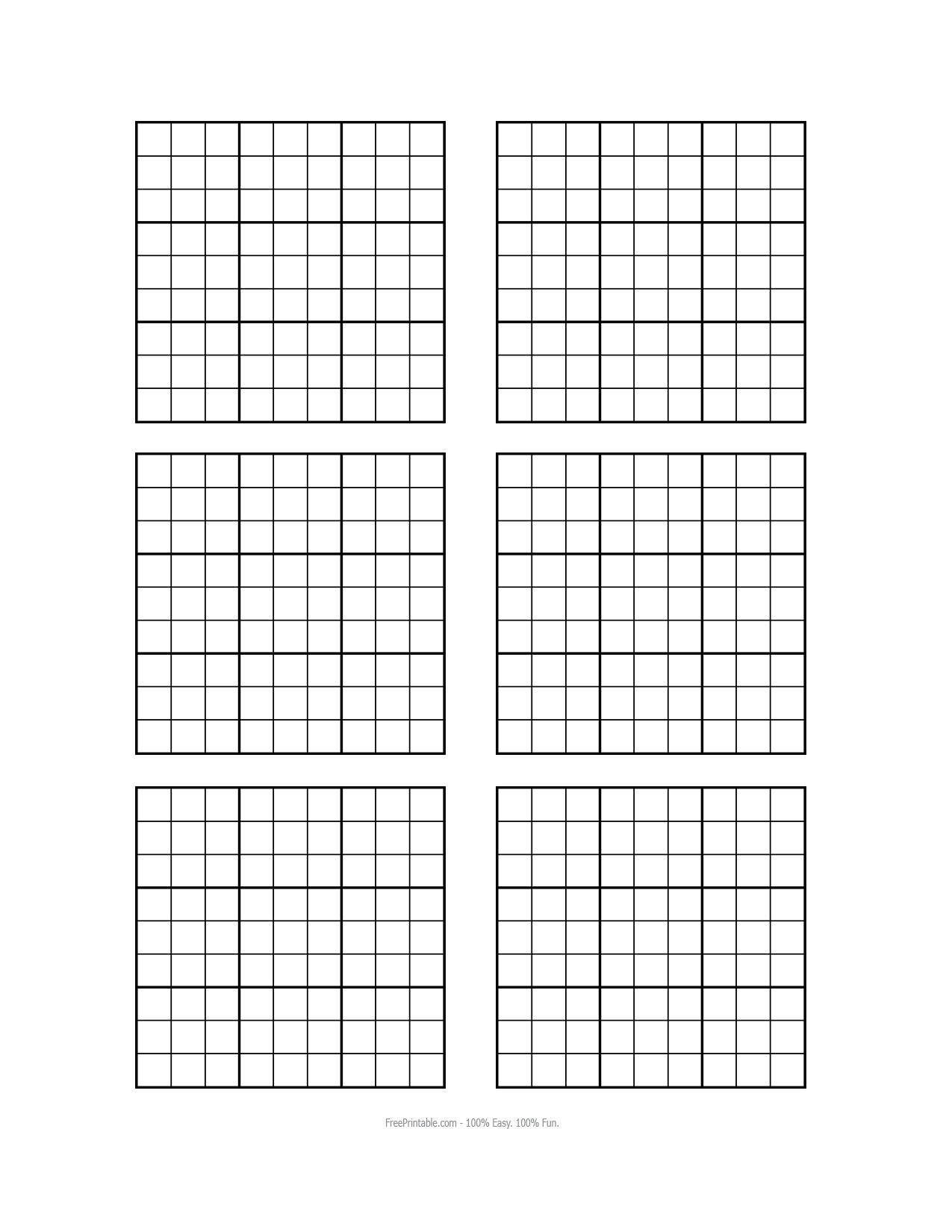Free Printable Blank Sudoku Grids | Misc Stuff | Grid Paper - Free Printable Sudoku 4 Per Page