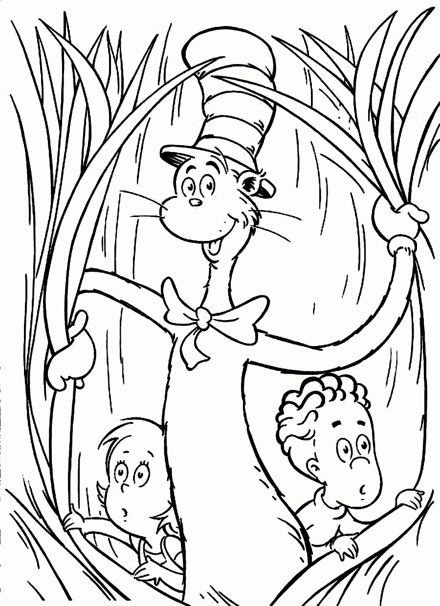 Free Printable Cat In The Hat Coloring Pages For Kids - Coloring Home - Free Printable Cat In The Hat Pictures