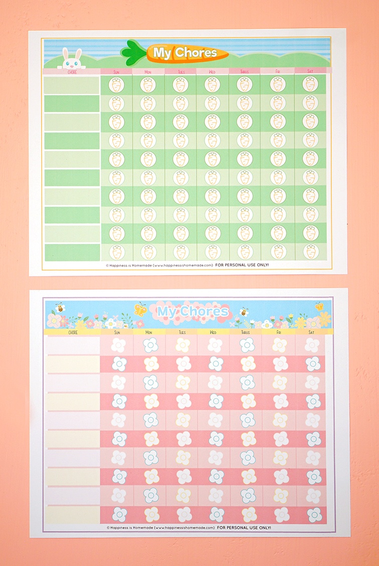 Free Printable Chore Chart For Kids - Happiness Is Homemade - Charts Free Printable