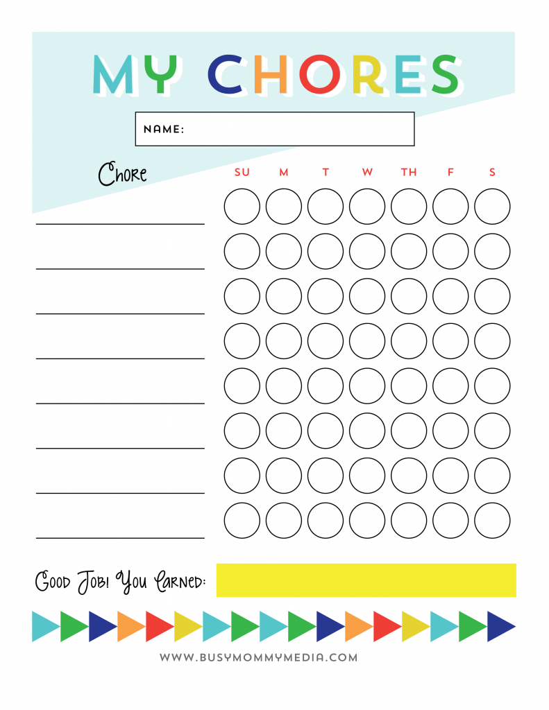 Free Printable - Chore Chart For Kids | Ogt Blogger Friends | Chore - Free Printable Chore Charts For Kids With Pictures