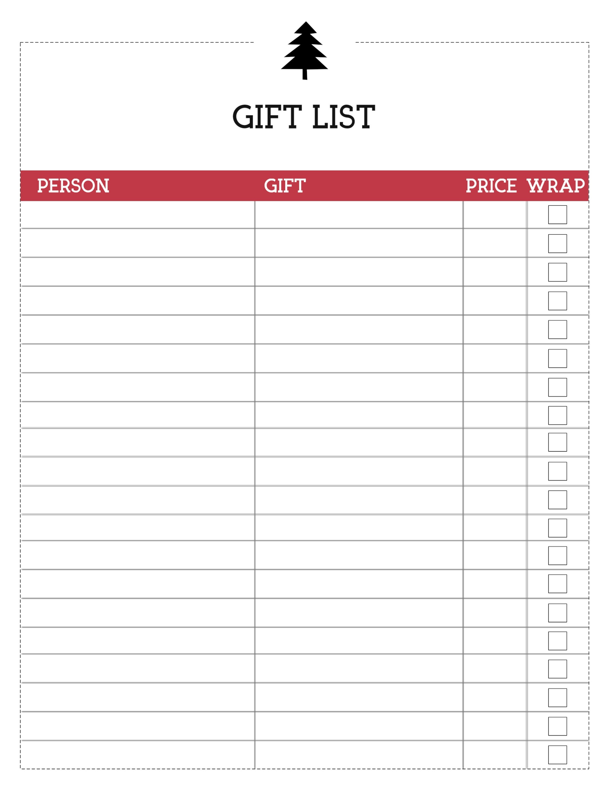 Free Printable Christmas List Template {Gift List} - Paper Trail Design - Free Printable Christmas List