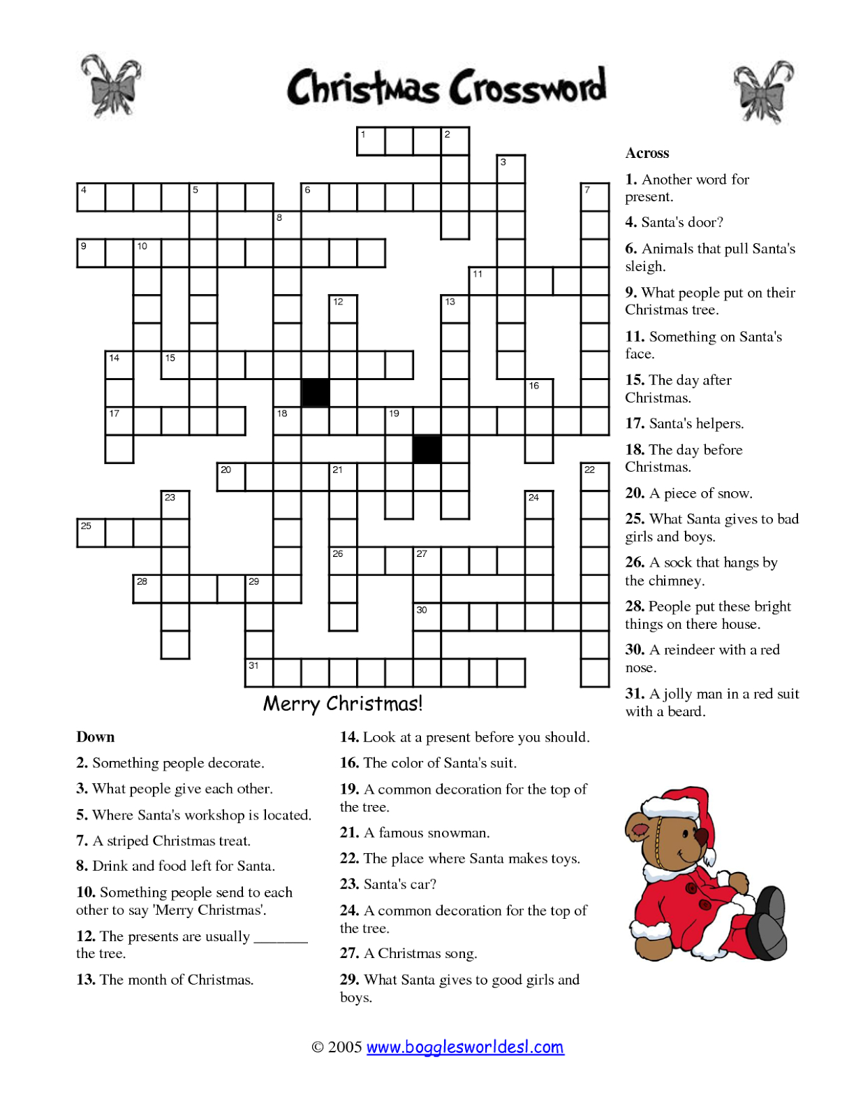 Free Printable Crossword Puzzles | M34 | Free Printable Crossword - Free Printable Christmas Puzzles