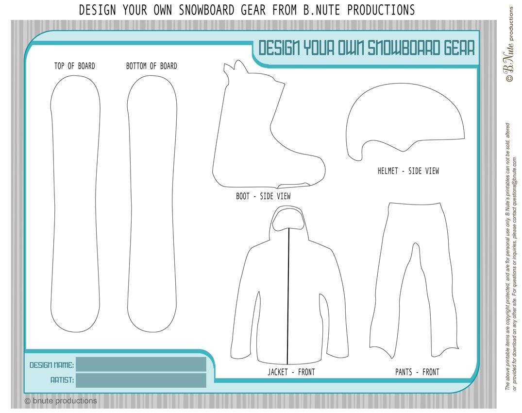 Free Printable Design Your Own Snowboard Gear Snowboarding Free