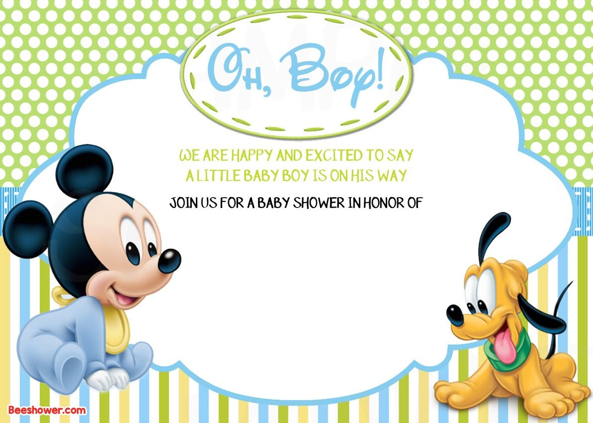 Free Printable Disney Baby Shower Invitations | Baby Shower | Mickey - Free Printable Baby Mickey Mouse Birthday Invitations