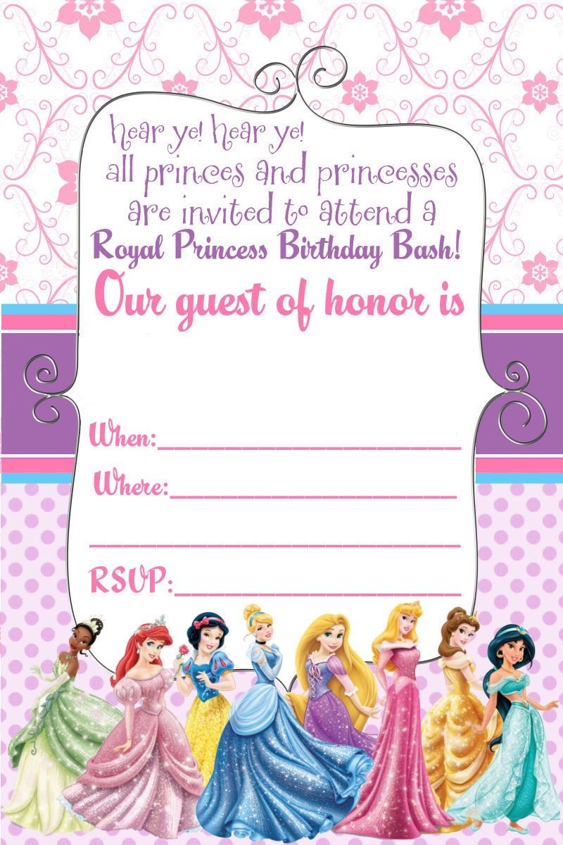 Free Printable Disney Princess Ticket Invitation | Free Printable - Free Printable Princess Invitation Cards