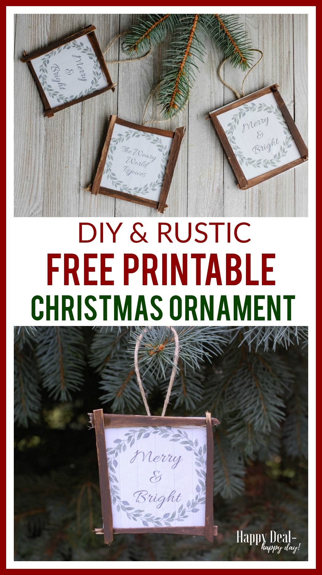 Free Printable Diy Rustic Christmas Ornaments! | Handmade Craft - Free Printable Christmas Decorations