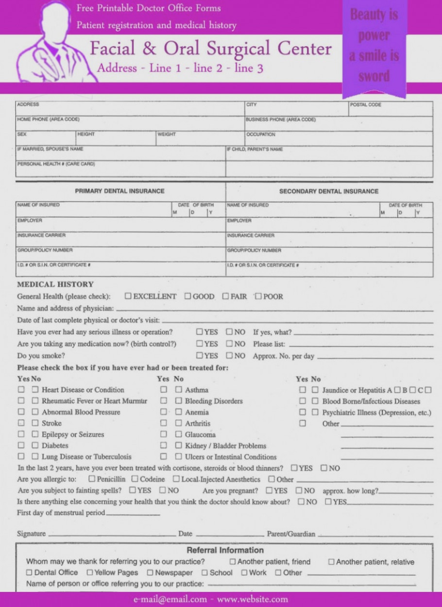 Free Printable Doctor Office Forms Patient Registration And Medical - Free Printable Medical Forms