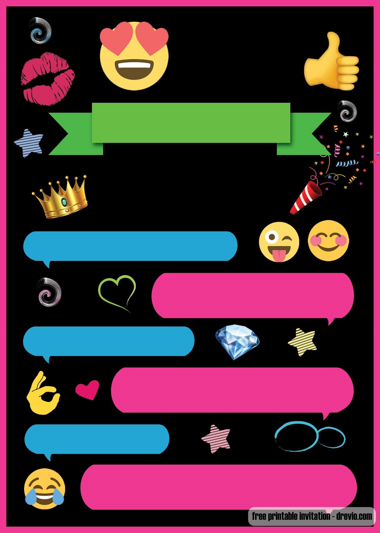 Free Printable Emoji Chat Invitation | Q Party | Birthday Party - Emoji Invitations Printable Free
