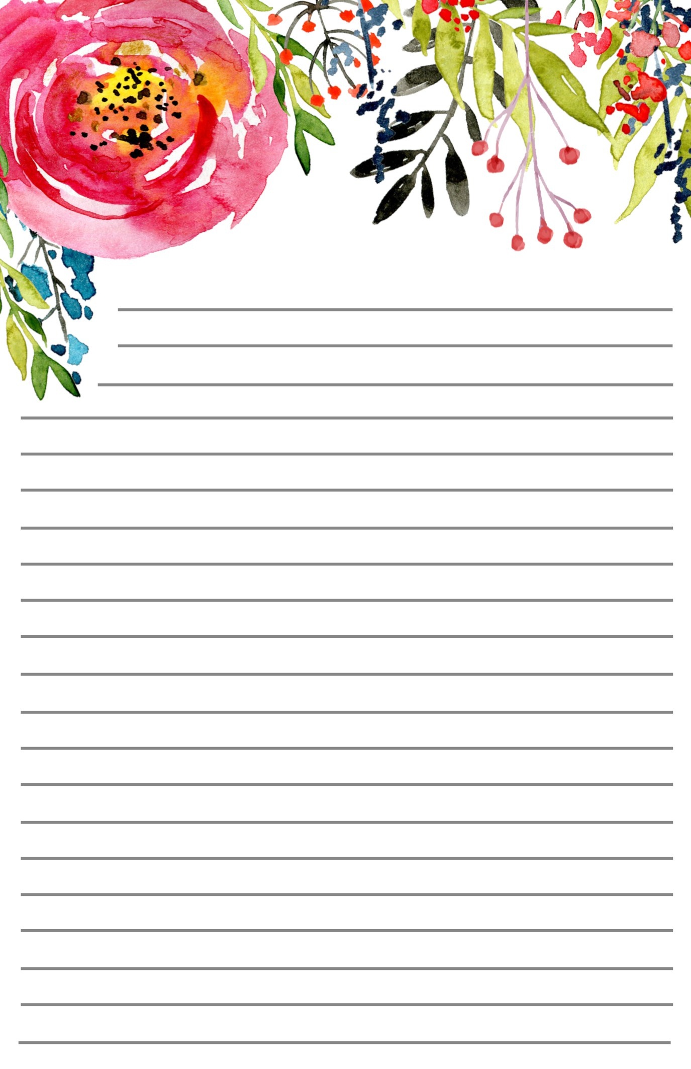 Free Printable Floral Stationery - Paper Trail Design - Free Printable Stationery Paper