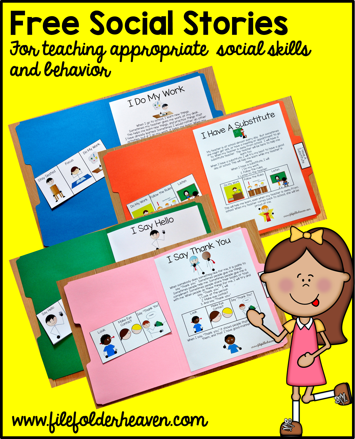 Free, Printable &amp;quot;folder Stories.&amp;quot; Simple One Page Social Stories - Free Printable Story Books For Kindergarten
