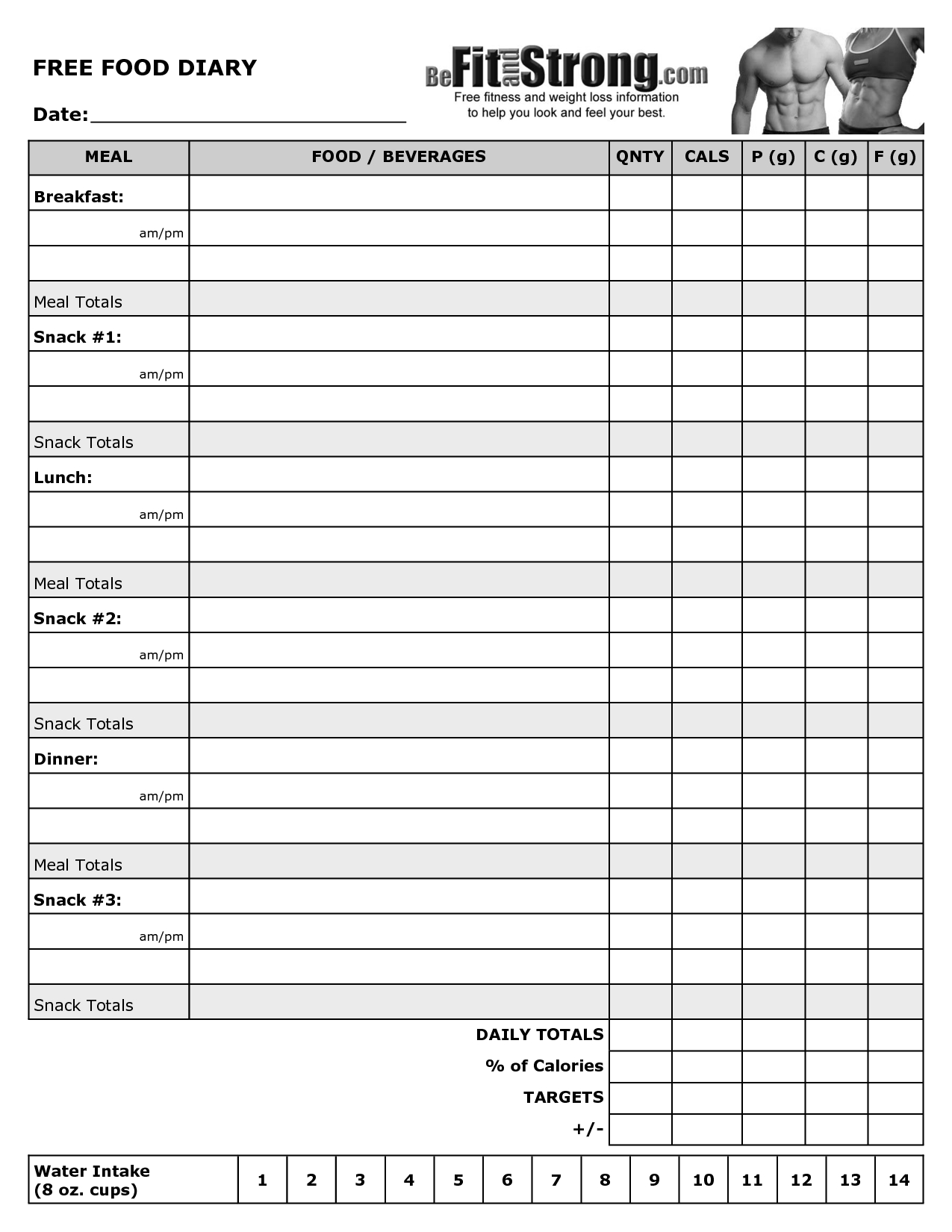 Free Printable Food Diary Template | Health, Fitness &amp; Weight Loss - Diet Logs Printable Free