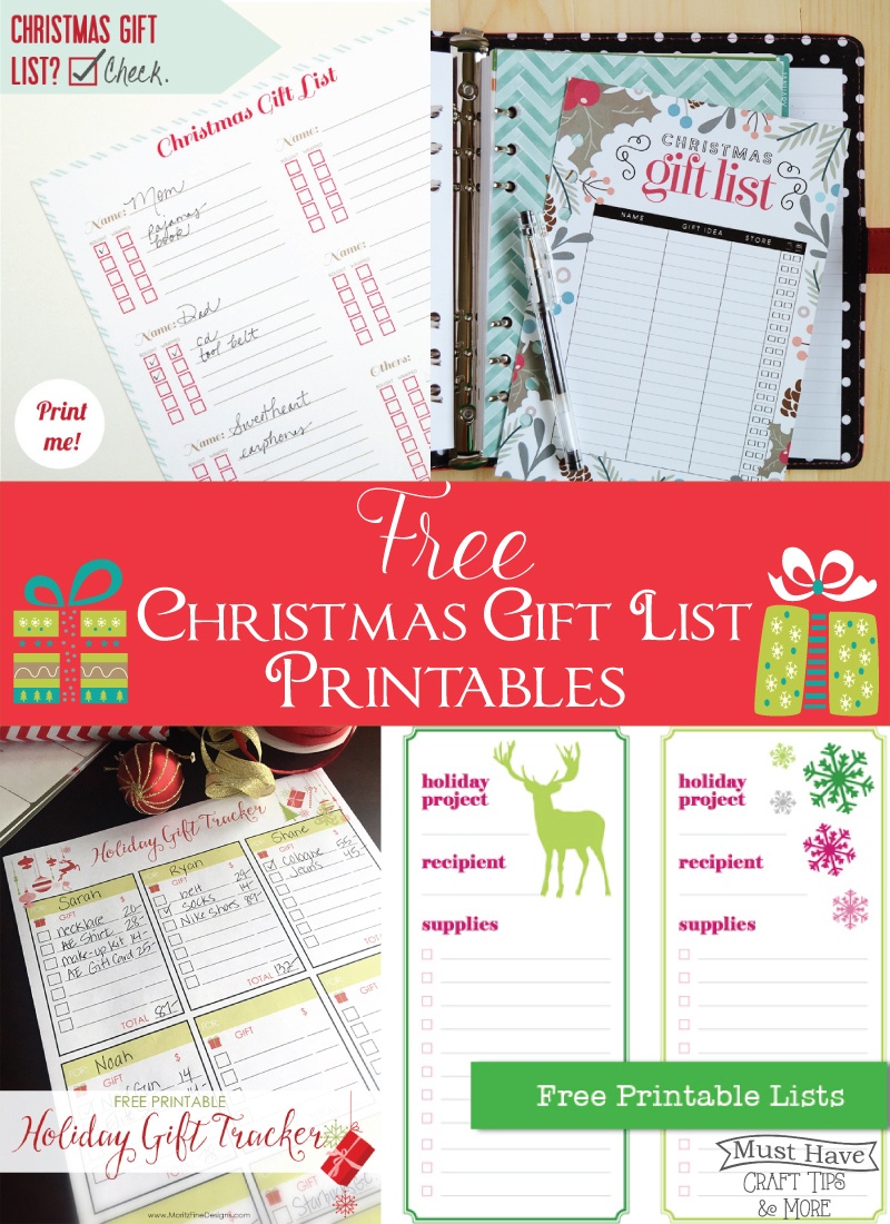 Free Printable Gift List Printables - The Scrap Shoppe - Free Printable Gift List