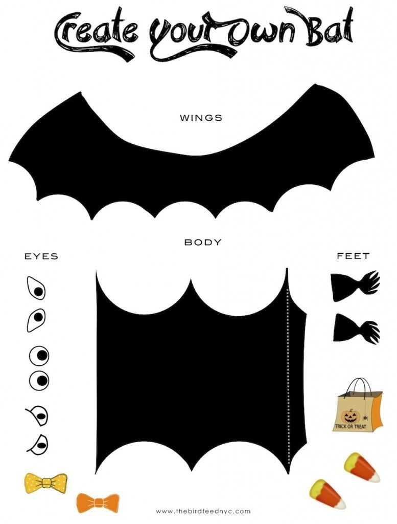 Free, Printable Halloween Activity For Kids: Create Your Own Bat - Free Printable Halloween Decorations
