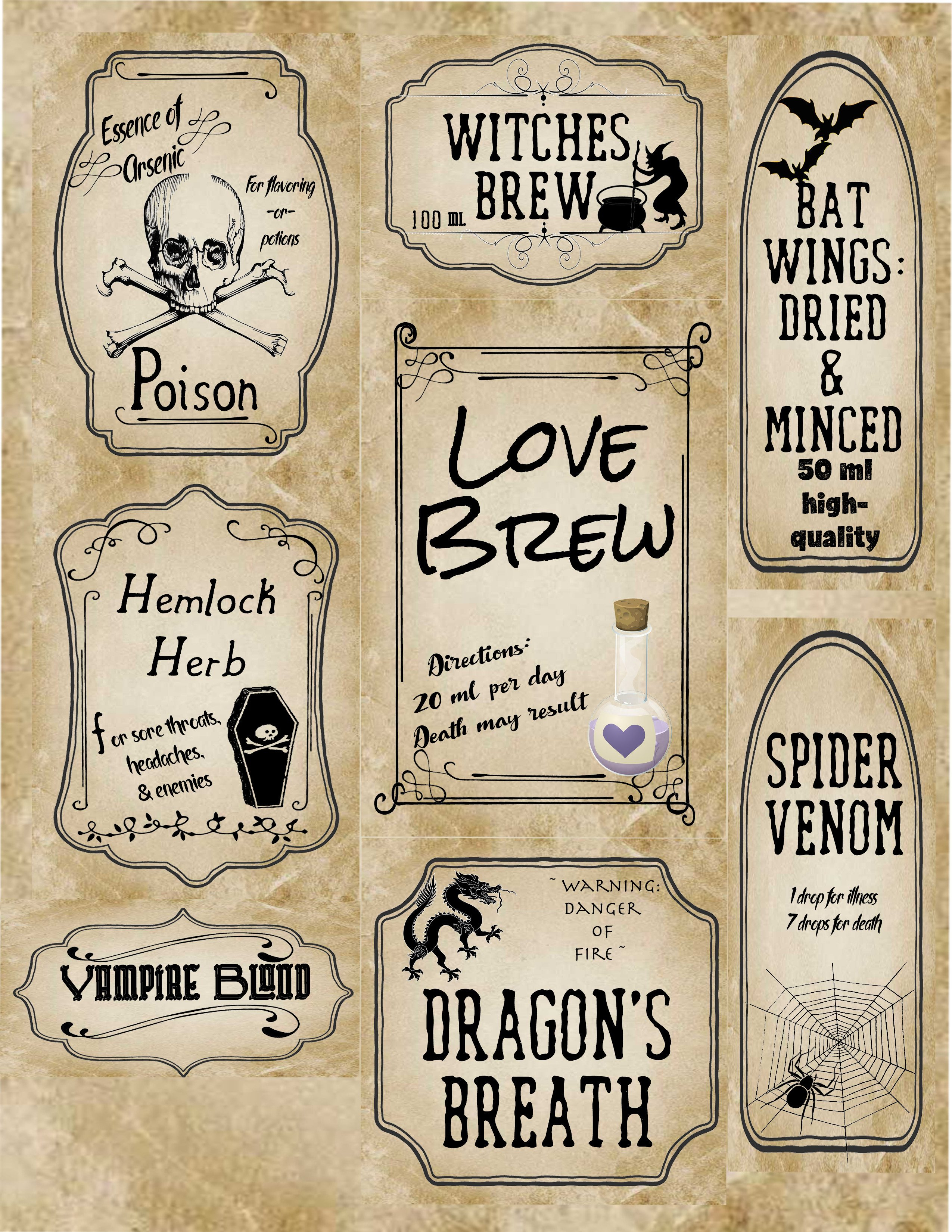 Free Printable Halloween Apothecary Labels: 16 Designs Plus Blanks! - Free Printable Halloween Labels