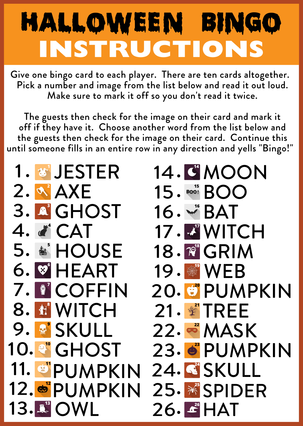 Free Printable Halloween Bingo Cards | Catch My Party - Free Printable Halloween Bingo Cards