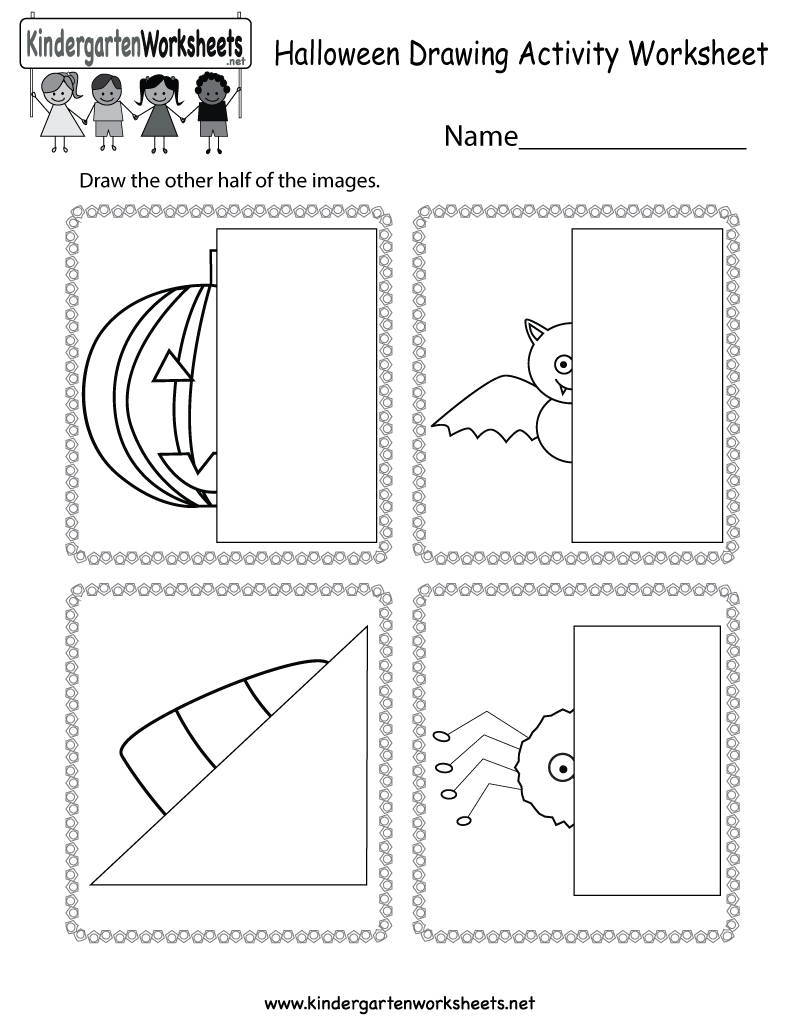 Free Printable Halloween Drawing Activity Worksheet For Kindergarten - Free Printable Drawing Worksheets
