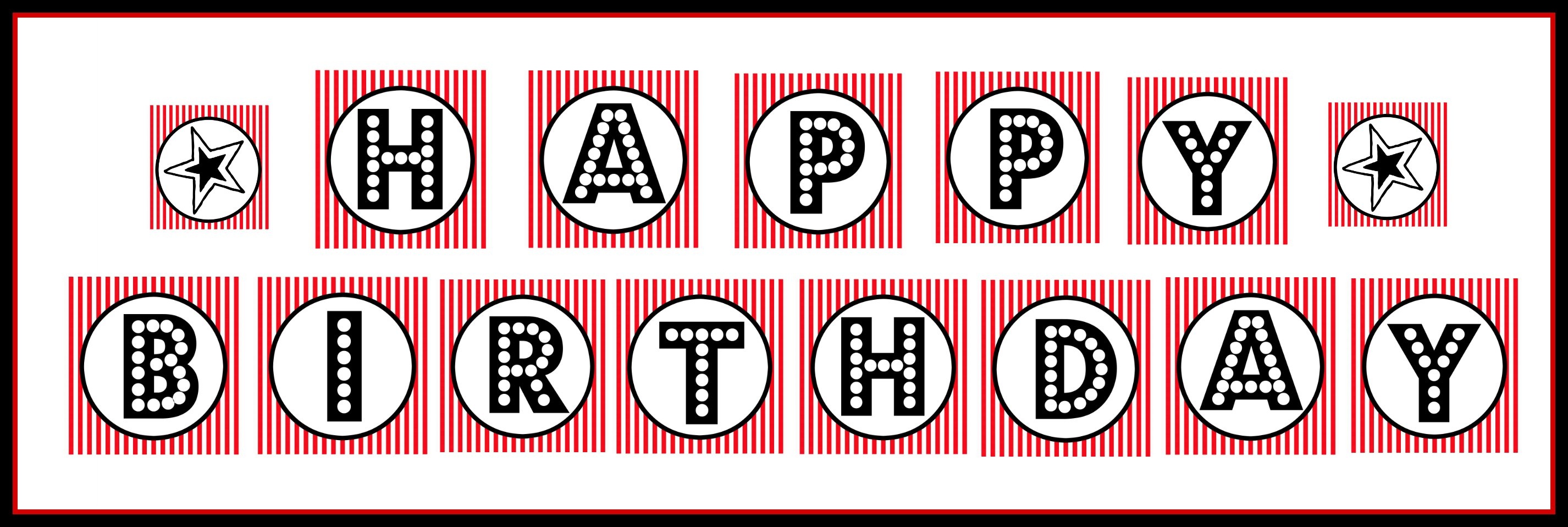 Free Printable &amp;quot;happy Birthday&amp;quot; Banner / Red, Black &amp;amp; White - Free Printable Happy Birthday Banner