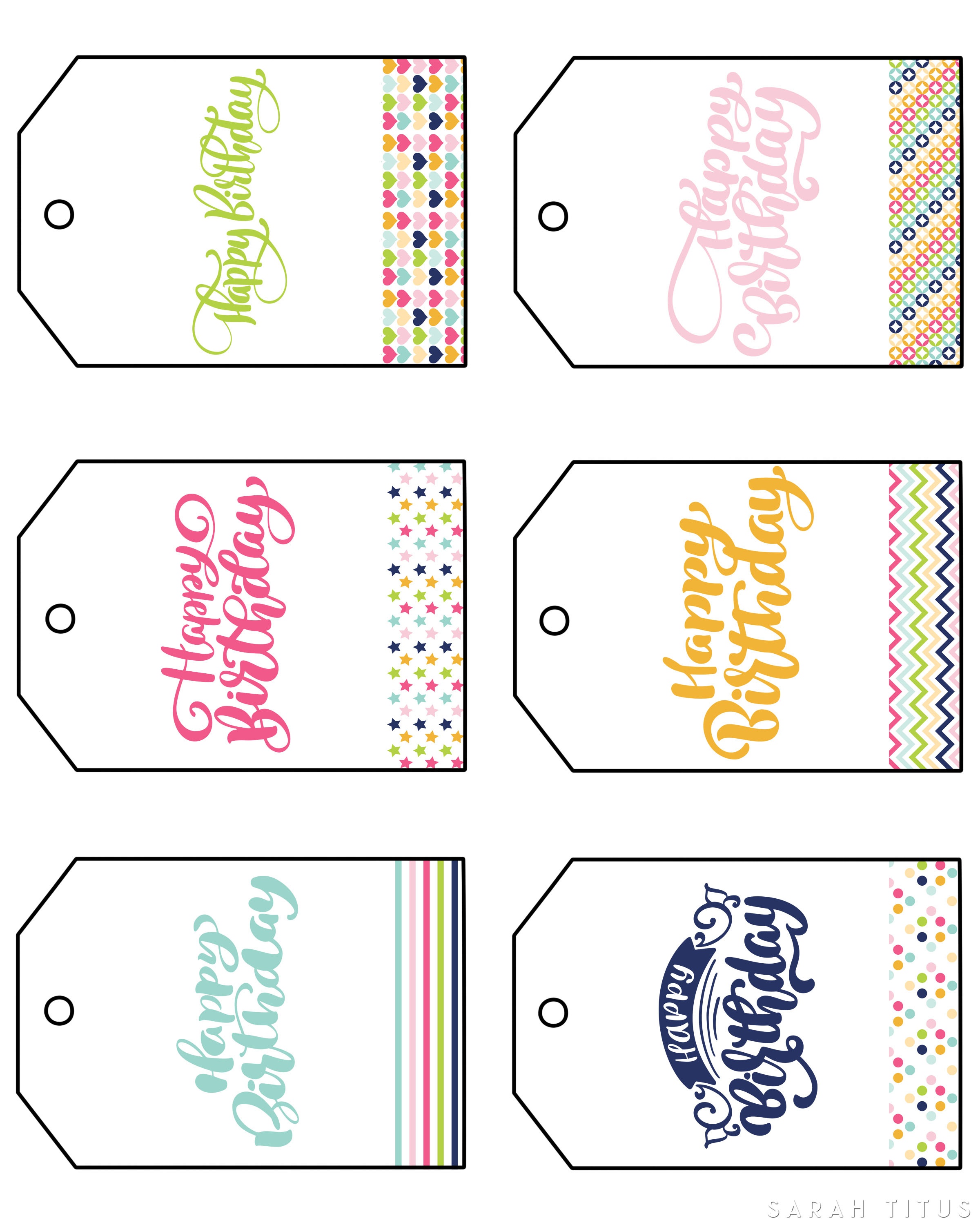 Free Printable Happy Birthday Gift Tags - Sarah Titus - Free Printable Toe Tags