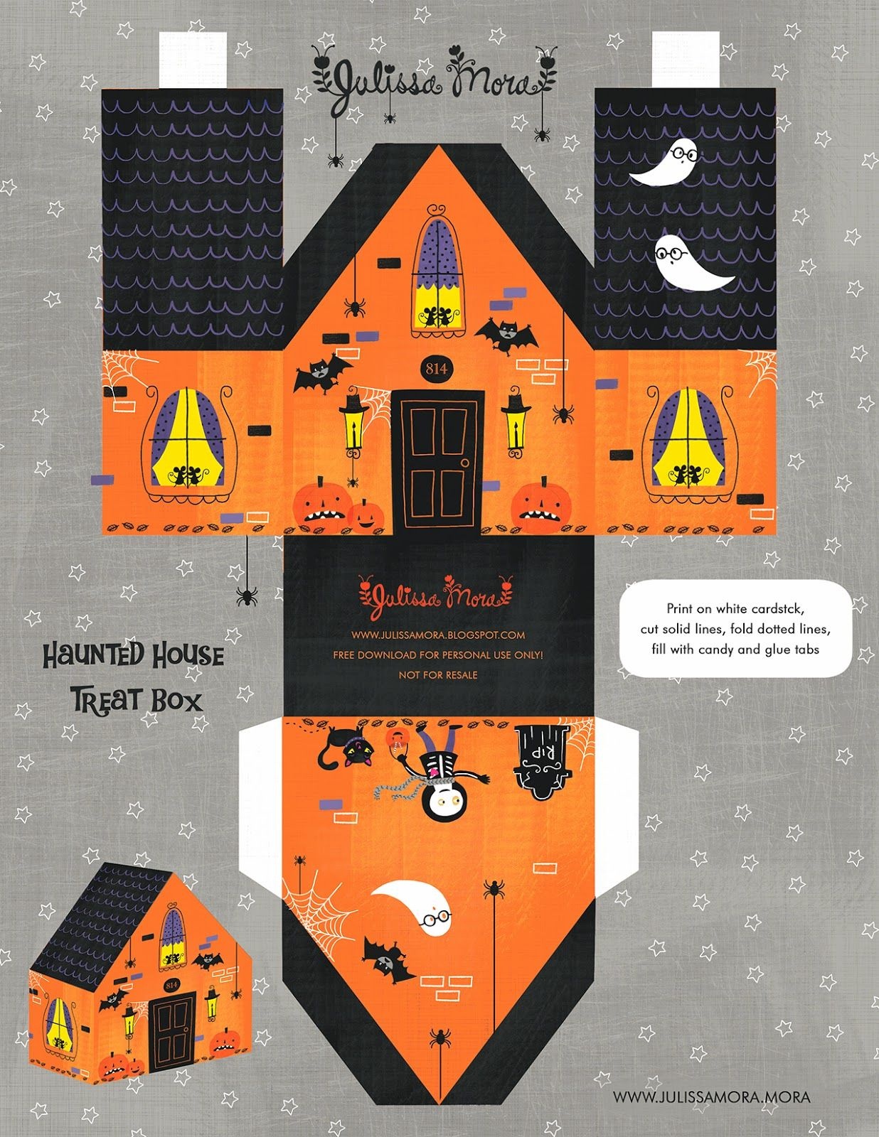 Free Printable Haunted House Treat Box ^^ #paperhouse | Sketches And - Free Printable Halloween Paper Crafts