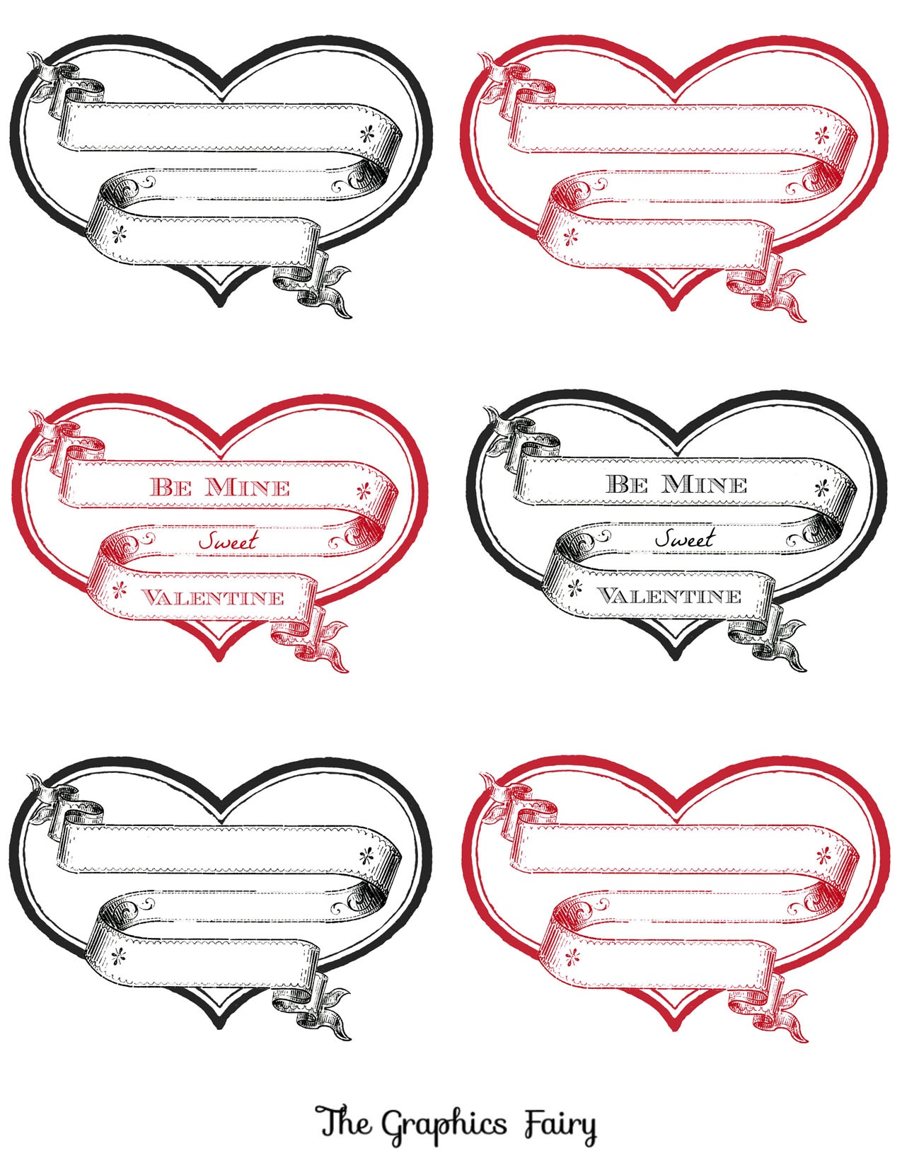 Free Printable Heart Labels - The Graphics Fairy - Free Printable Hearts