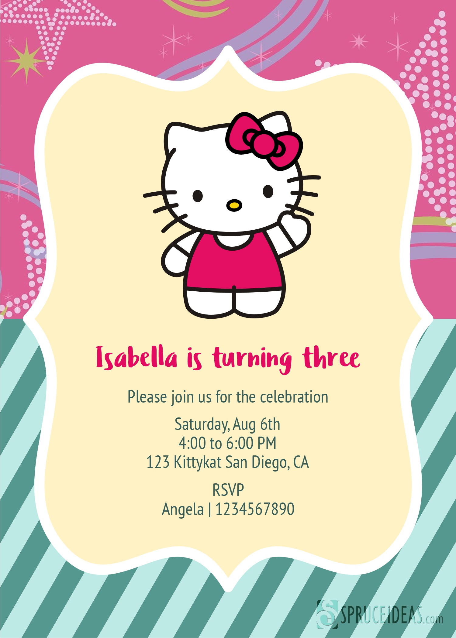 Free Printable Hello Kitty Birthday Invitation Card Template - Hello Kitty Birthday Card Printable Free