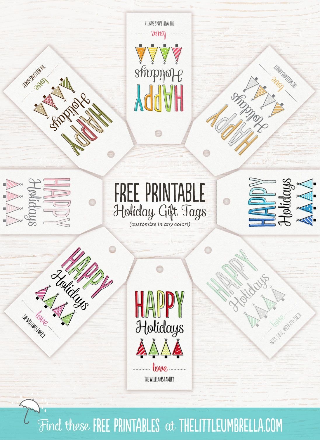 Free Printable Holiday Gift Tags At The Little Umbrella. Customize - Free Printable Customizable Gift Tags