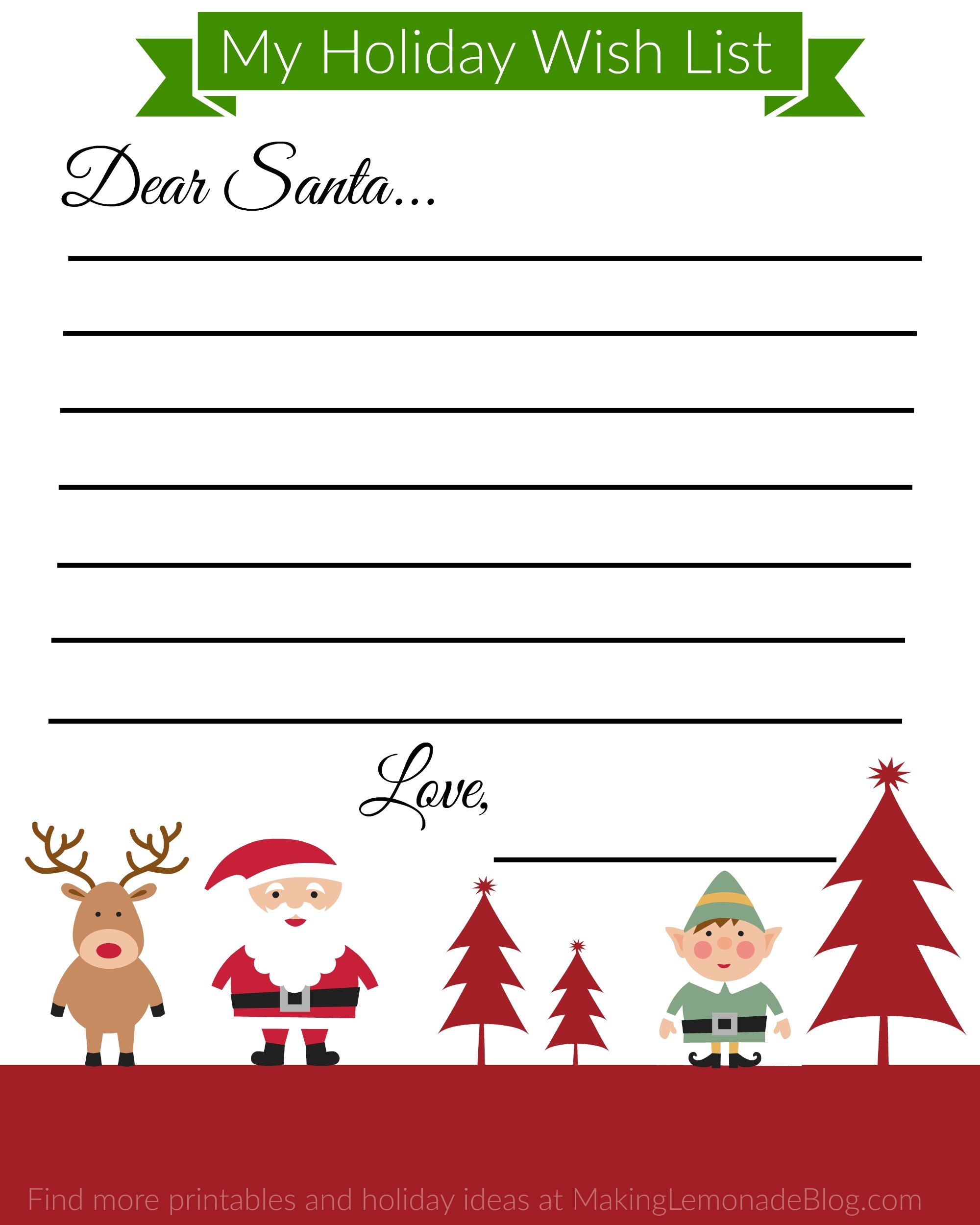 Free Printable Holiday Wish List For Kids | Making Lemonade - Free Printable Christmas List