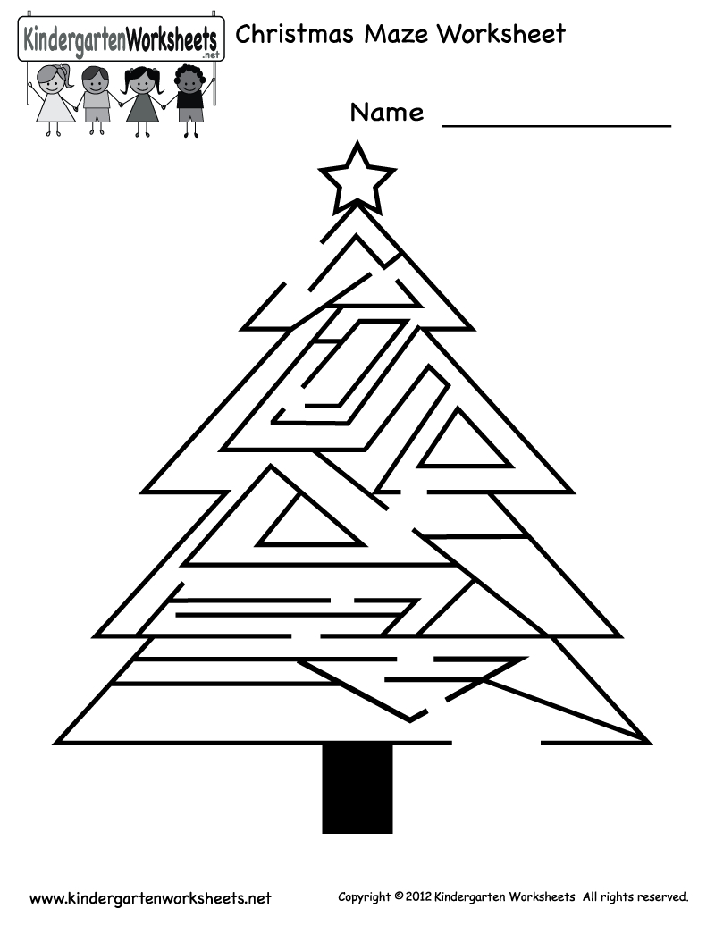 Free Printable Holiday Worksheets | Kindergarten Christmas Maze - Free Printable Holiday Worksheets