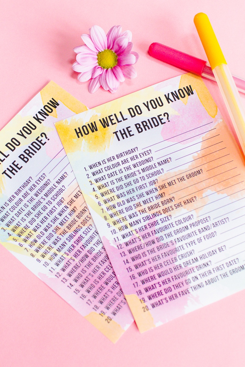 Free Printable &amp;#039;how Well Do You Know The Bride?&amp;#039; Hen Party &amp;amp; Bridal - How Well Does The Bride Know The Groom Free Printable
