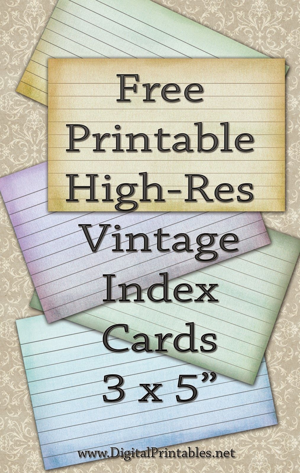 Free Printable Index Cards Vintage Look High Res | Freebies - Free Printable Index Cards