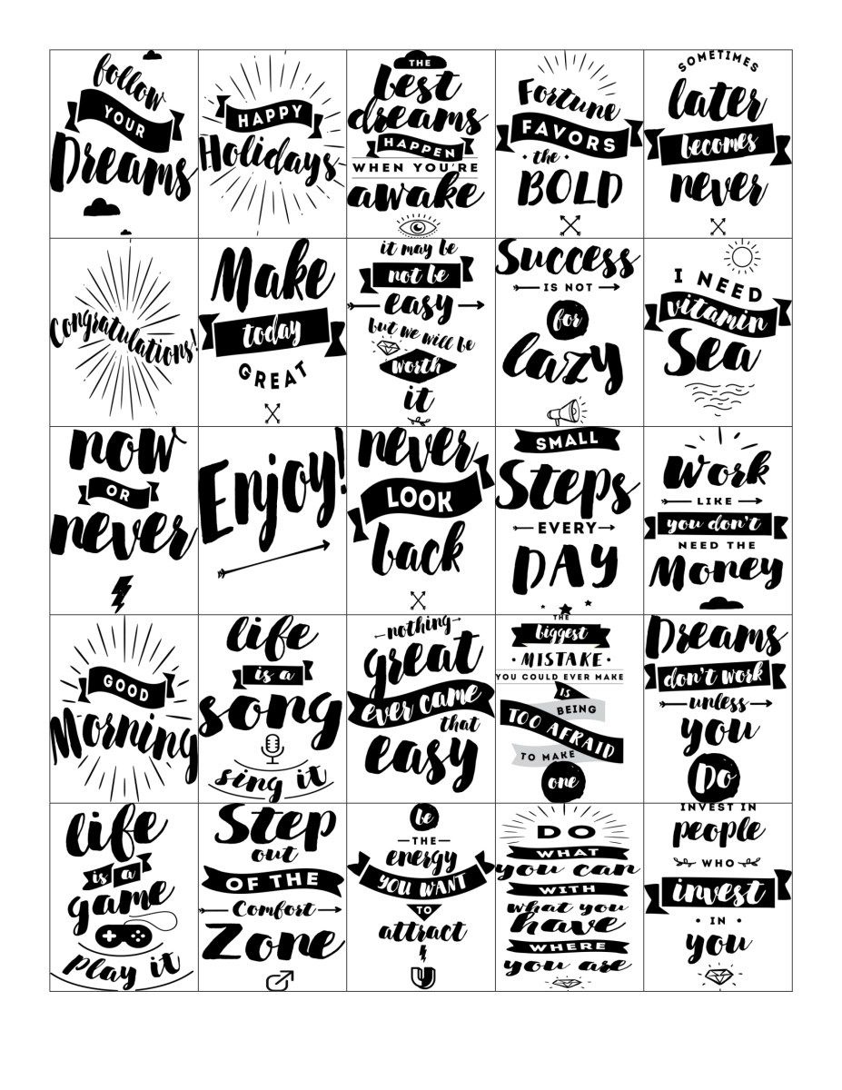 Free Printable-Inspirational Quote Stickers For Your Planner - Free Printable Quote Stencils