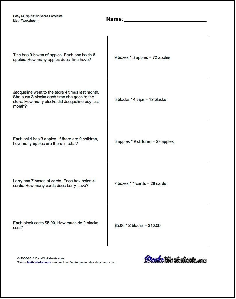 Free Printable Introductory Word Problem Worksheets For Addition For - Free Printable Math Worksheets Word Problems First Grade