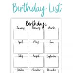 Free Printable! Keep Track Of All Your Friends And Family Birthdays   Free Printable Birthday Graph