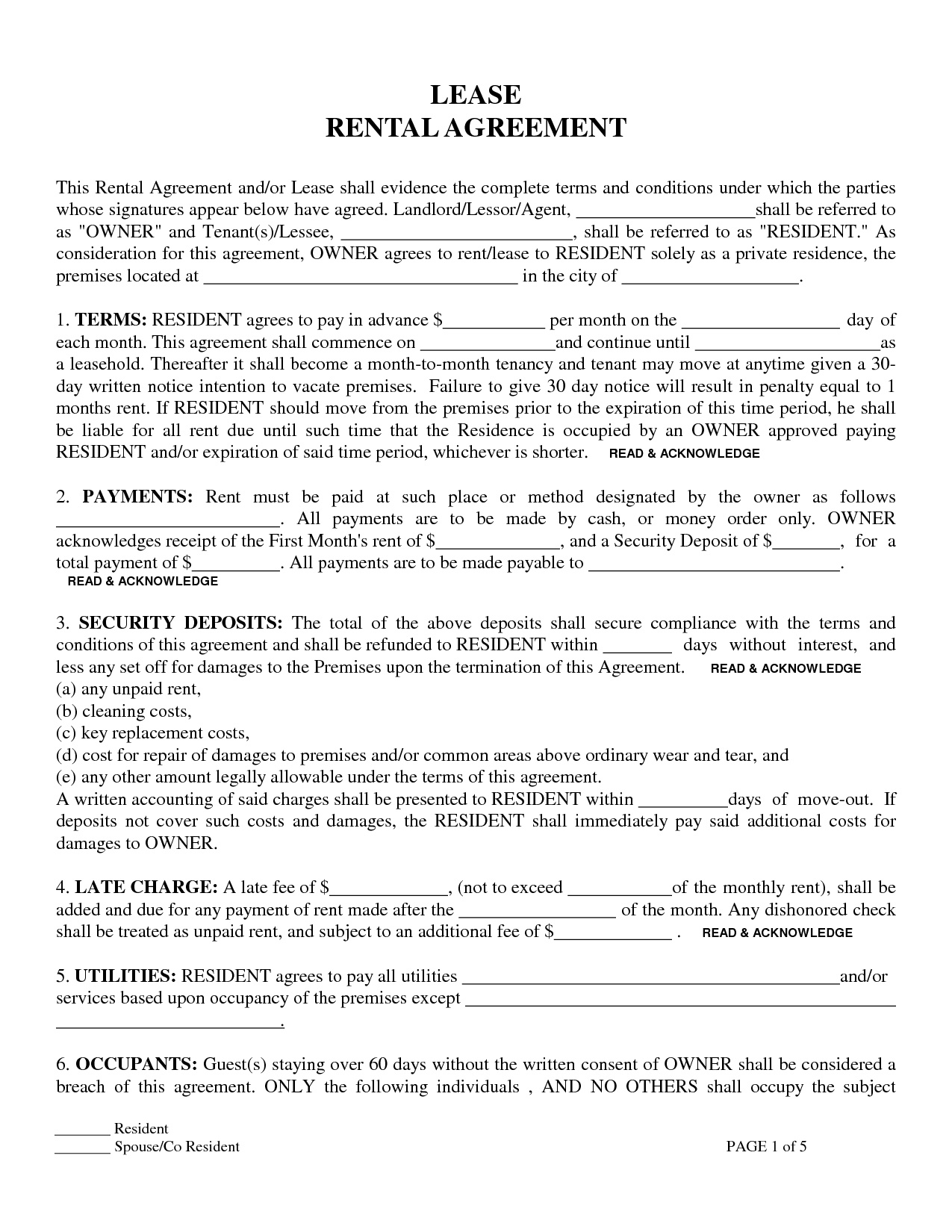 Free Printable Lease Forms Online | Shop Fresh - Rental Agreement Forms Free Printable
