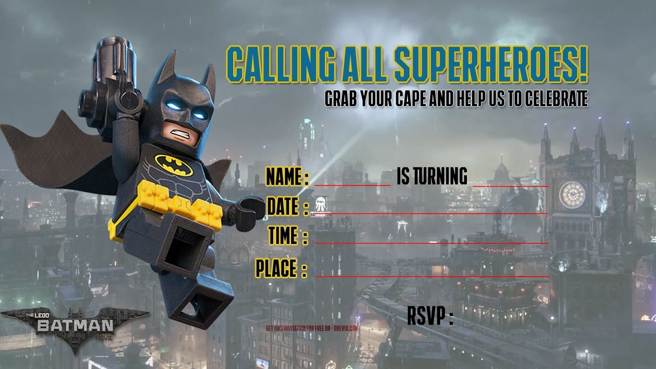 Free Printable Lego Batman The Movie Invitation | Free Printable - Free Printable Lego Batman