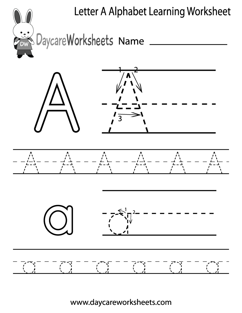 Free Printable Letter A Alphabet Learning Worksheet For Preschool - Free Printable Alphabet Worksheets