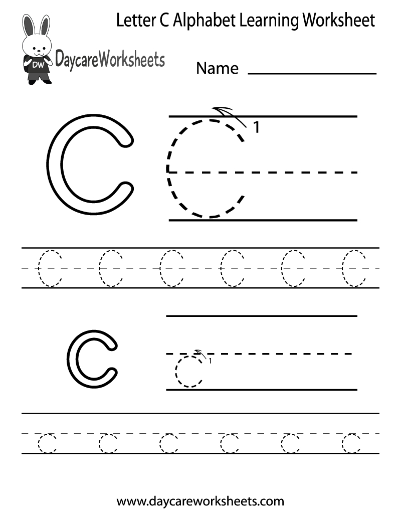 Free Printable Letter C Alphabet Learning Worksheet For Preschool - Free Printable Preschool Worksheets Letter C