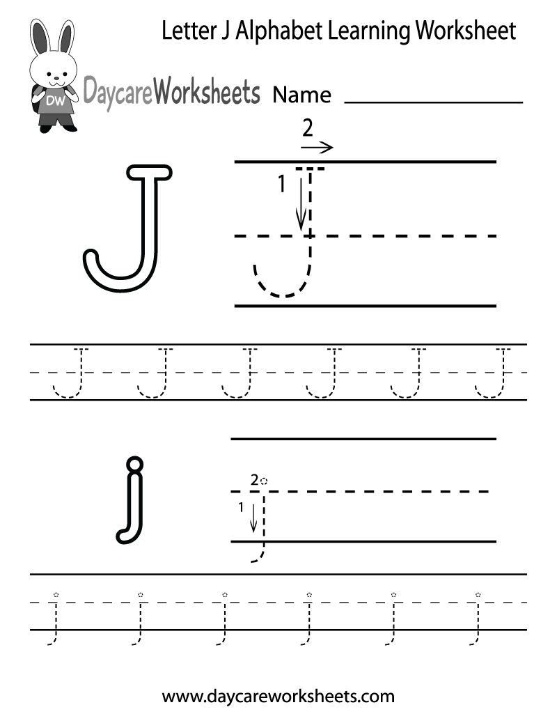 Free Printable Letter J Alphabet Learning Worksheet For Preschool - Free Printable Letter J