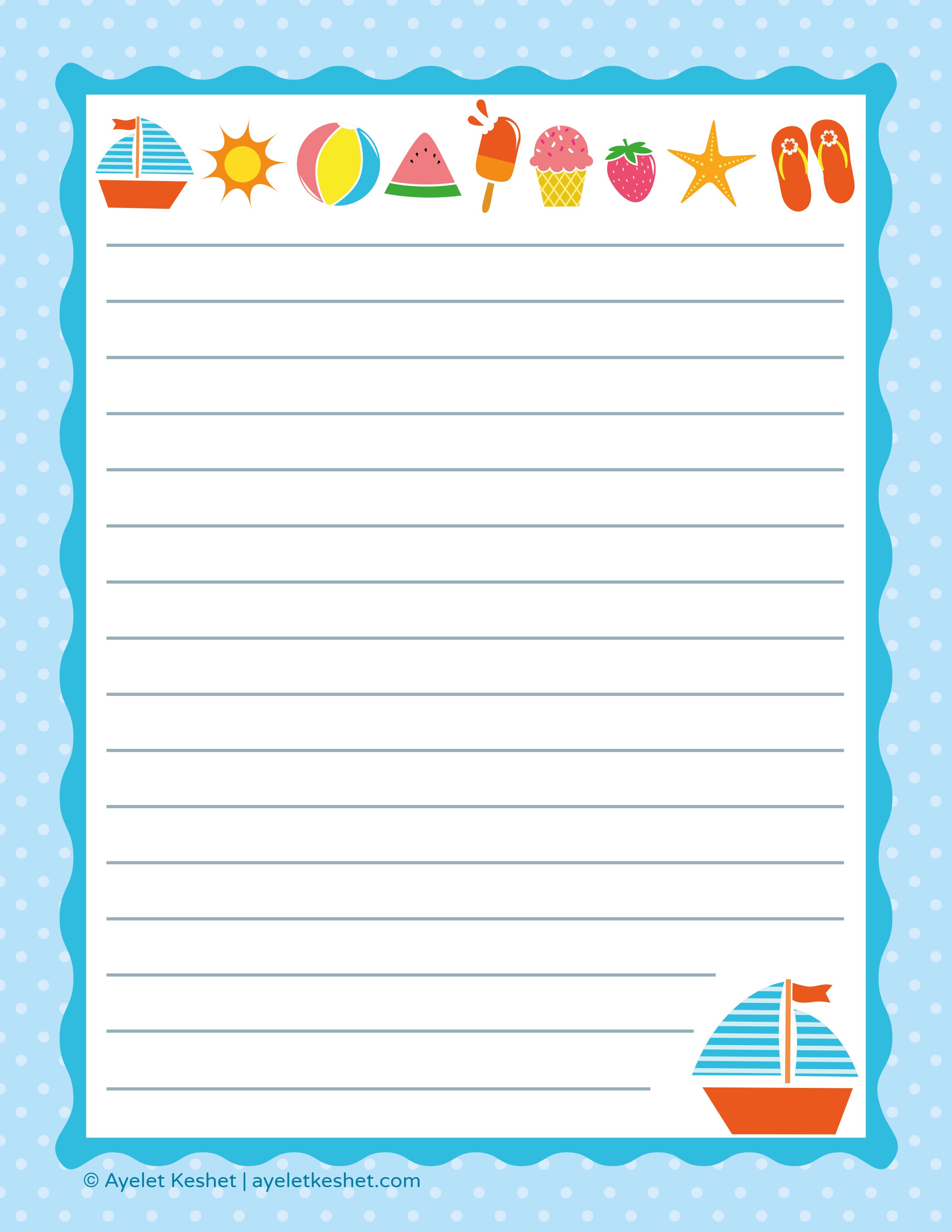 Free Printable Letter Paper - Ayelet Keshet - Free Printable Stationary