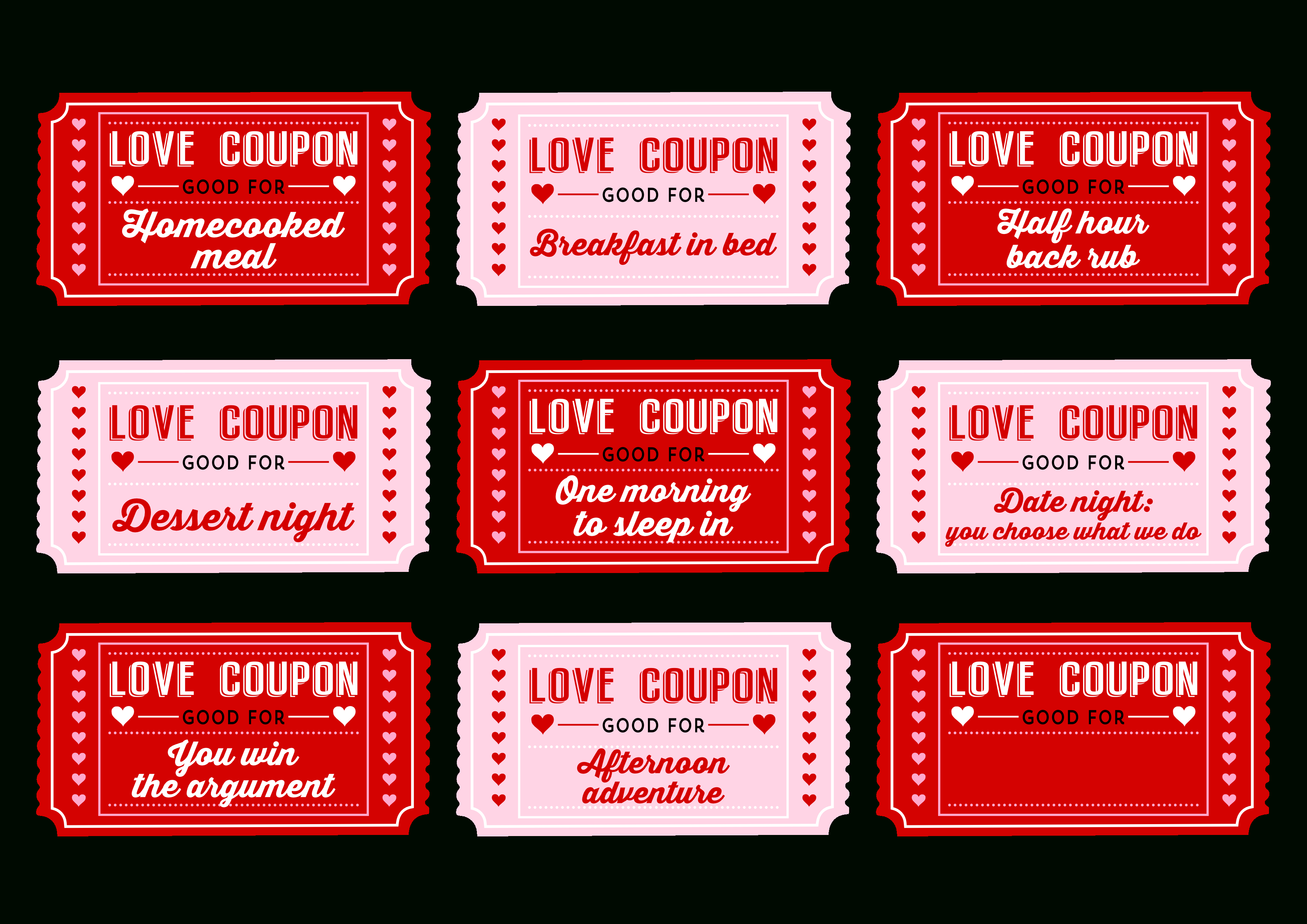 Free Printable Love Coupons For Couples On Valentine&amp;#039;s Day! | Decor - Free Printable Coupons For Husband