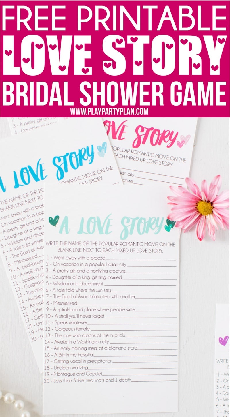 Free Printable Love Story Bridal Shower Game - Play Party Plan - Free Printable Bridal Shower Games