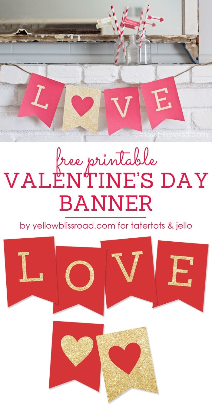 Free Printable Love Valentine&amp;#039;s Day Glitter Banner | Valentine&amp;#039;s Day - Free Printable Valentine&amp;amp;#039;s Day Decorations