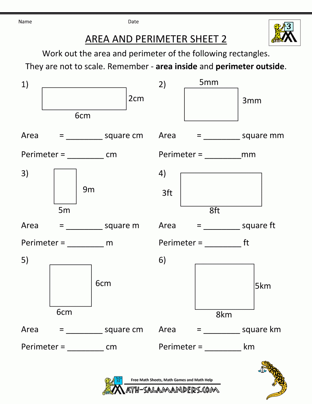 Free Printable Math Worksheets Area Perimeter 2 | Math | Perimeter - Year 2 Maths Worksheets Free Printable