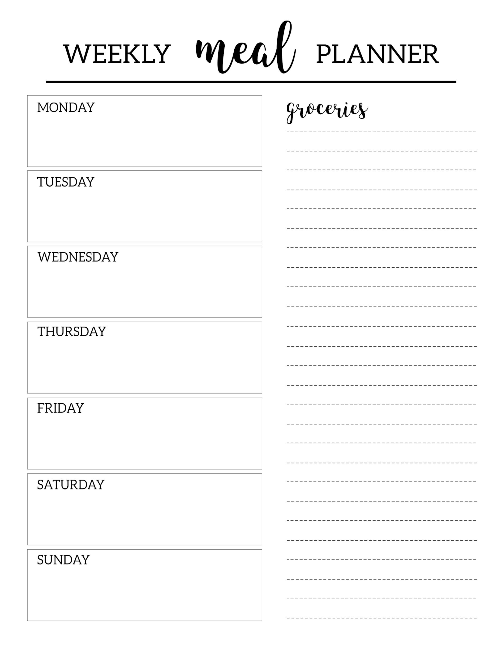 Free Printable Meal Planner Template | Printables | Meal Planner - Weekly Menu Free Printable