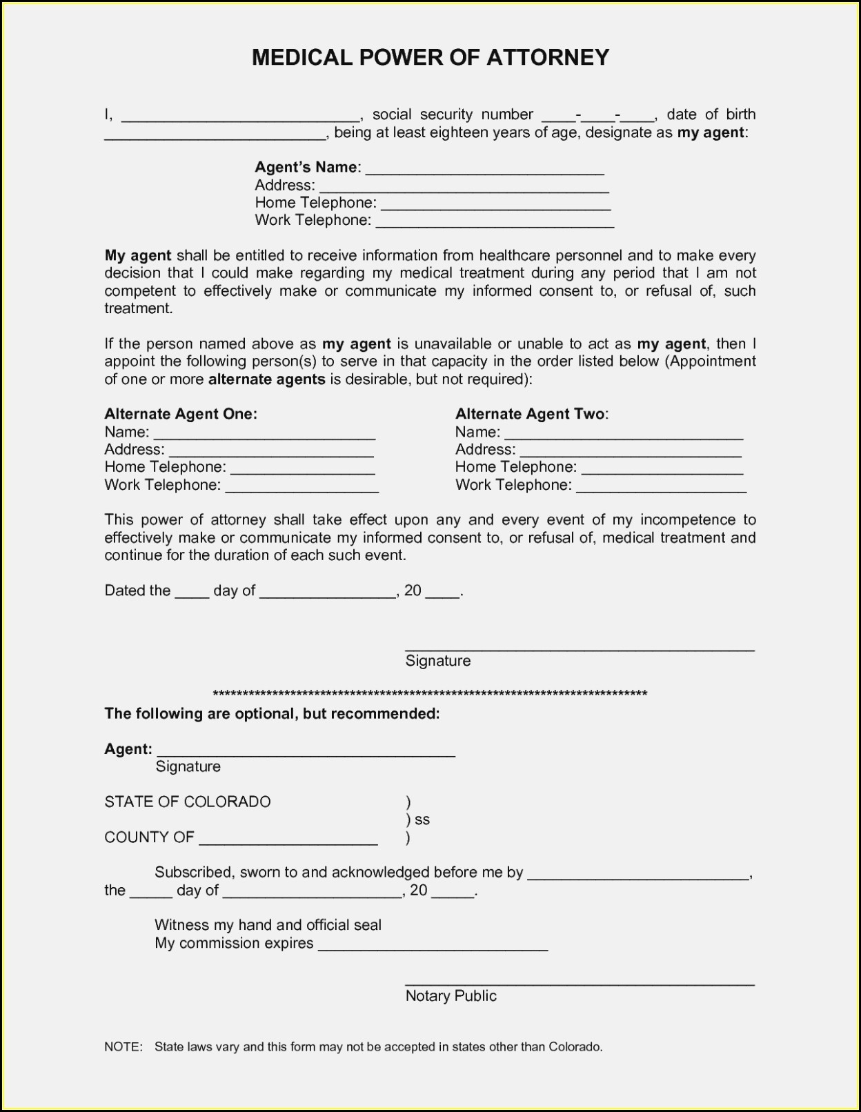 Free Printable Medical Power Of Attorney Forms - Form : Resume - Free Printable Medical Power Of Attorney Forms