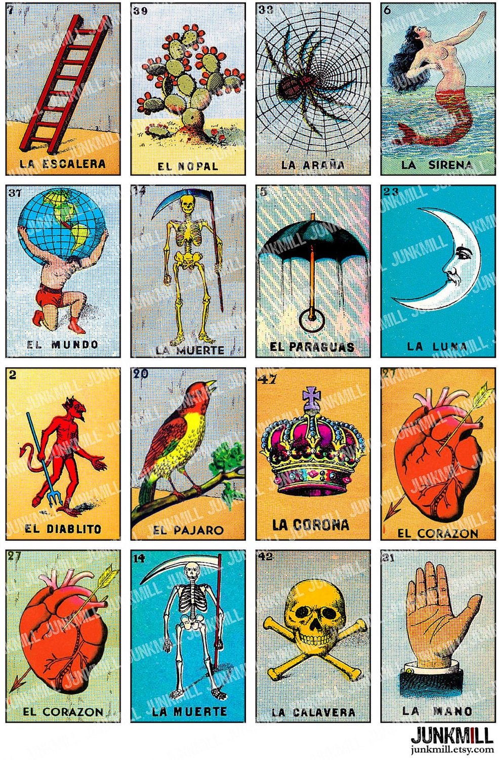 Mexican Loteria Cards, The Complete Set Of 10 Tablas, Printable Free