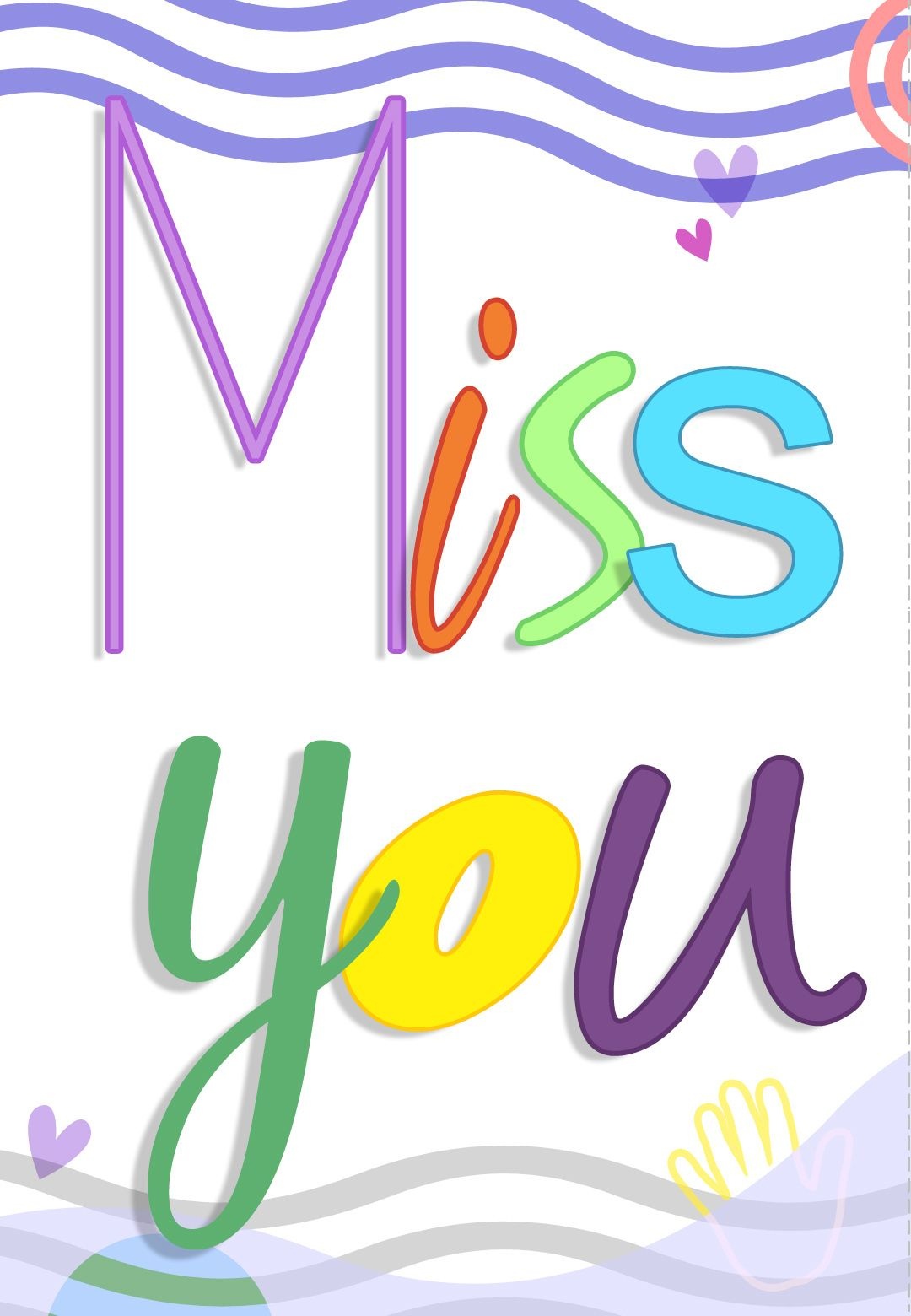 Free Printable Miss You Colored Greeting Card | Printables | Miss - Free Printable We Will Miss You Greeting Cards