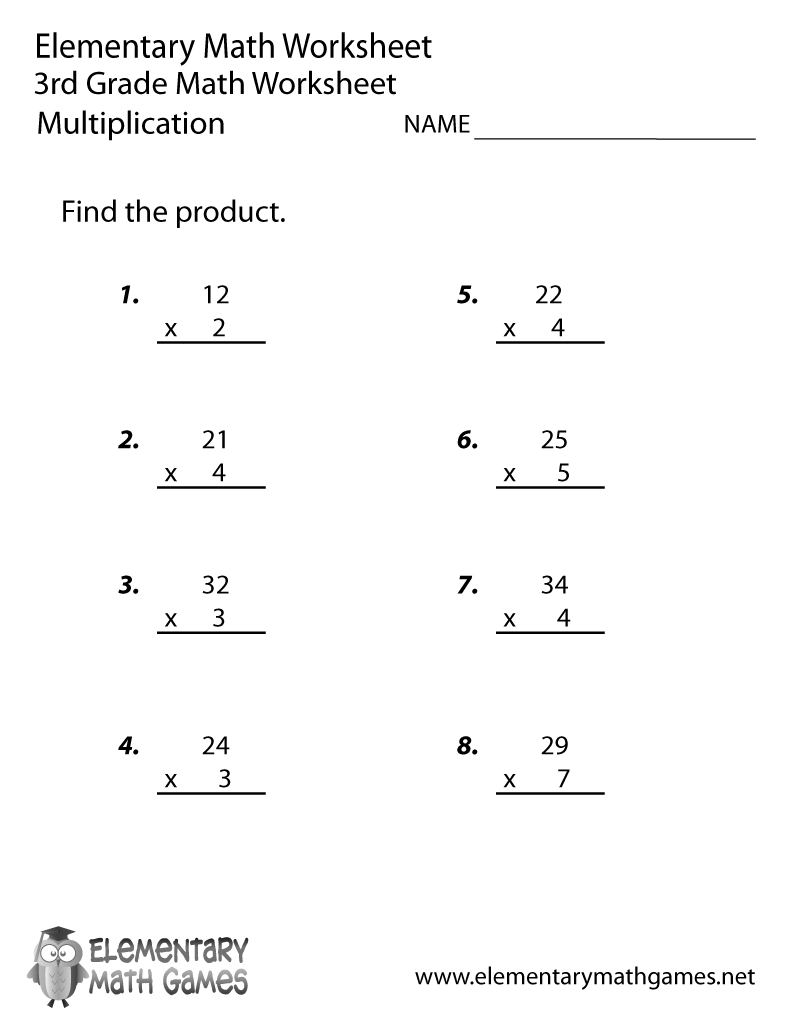 Free Printable Multiplication Worksheet For Third Grade - Free Printable 3Rd Grade Worksheets